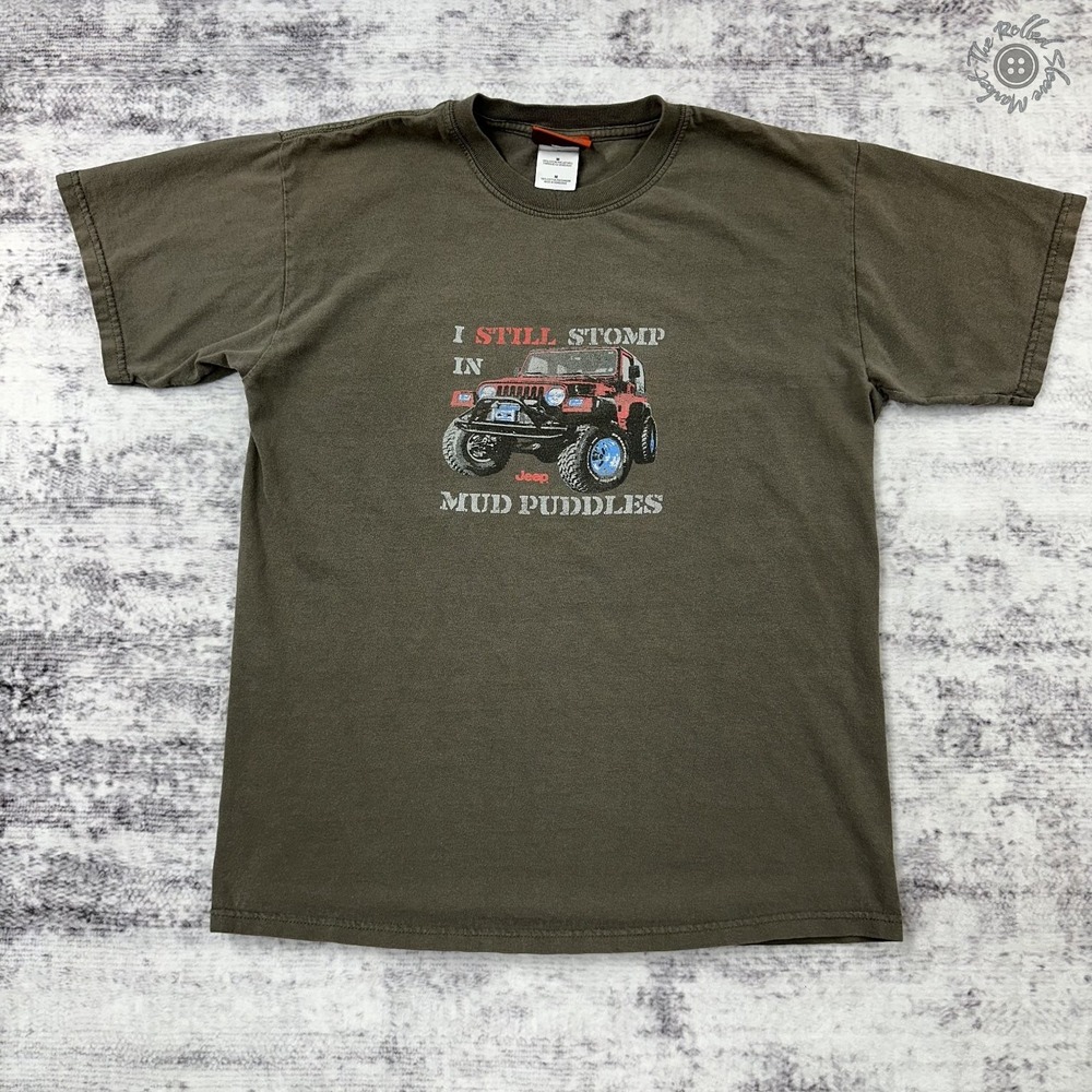 Jeep T-Shirt Men's Medium Brown Medium 100%‎ Cotton Mud Puddles Graphic Tee